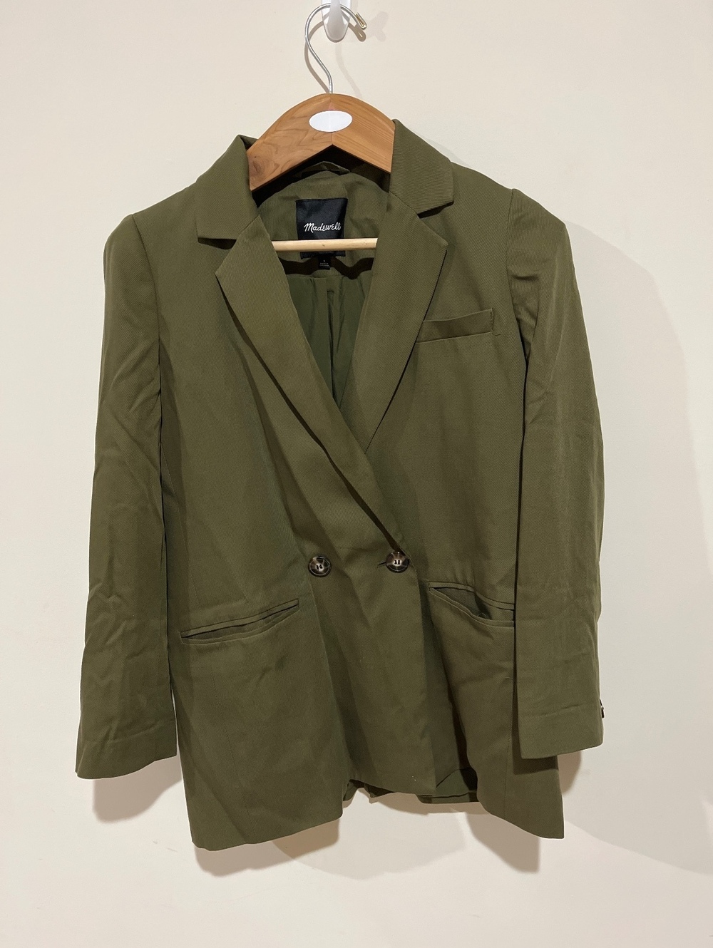 Madewell Women's Olive Green Blazer Size S Double-Breasted Lightweight Jacket